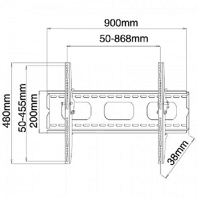 Βάση τοίχου λεπτή με κλίση για TV από 43'' έως 85''