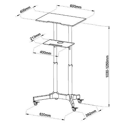 Τροχήλατη θέση εργασίας με ρύθμιση ύψους και κλίσης
