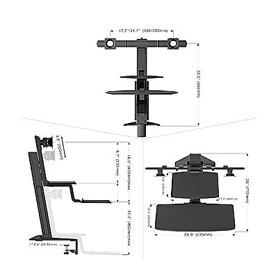 Βάση γραφείου για δύο οθόνες έως 27'' και πληκτρολόγιο PC