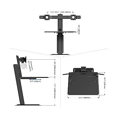 Βάση γραφείου για δύο οθόνες έως 27'' και πληκτρολόγιο PC