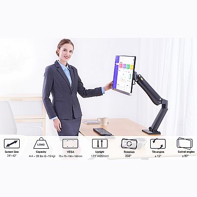 Βάση γραφείου με πνευματικό ελατήριο για οθόνη έως 42''