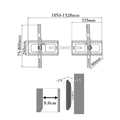 Βάση τοίχου βαρέος τύπου με κλίση για TV από 55'' έως 100''
