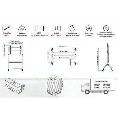 Τηλεχειριζόμενη Τροχήλατη βάση οθόνης / τηλεόρασης