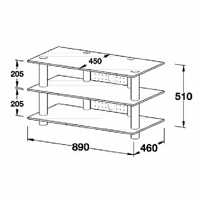 Έπιπλο TV & MEDIA με κολώνες αλουμινίου & κρυστάλλινα ράφια