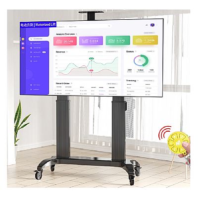 Τηλεχειριζόμενη τροχήλατη βάση οθόνης μαύρη