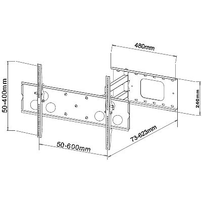 Λεπτή βάση τοίχου με διπλό βραχίονα για TV από 43'' έως 65''